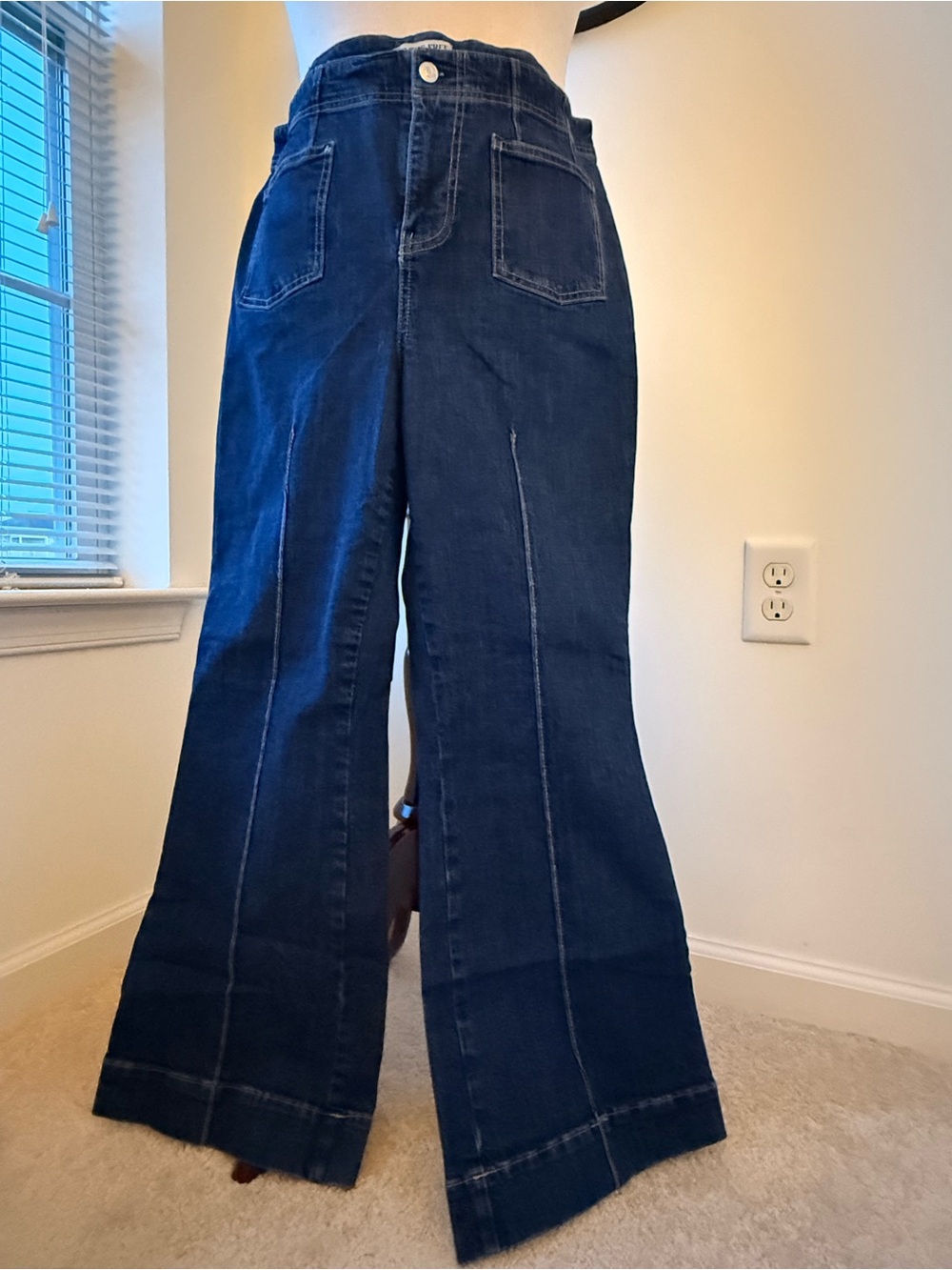 Free People Dark Blue Flared Leg Jeans